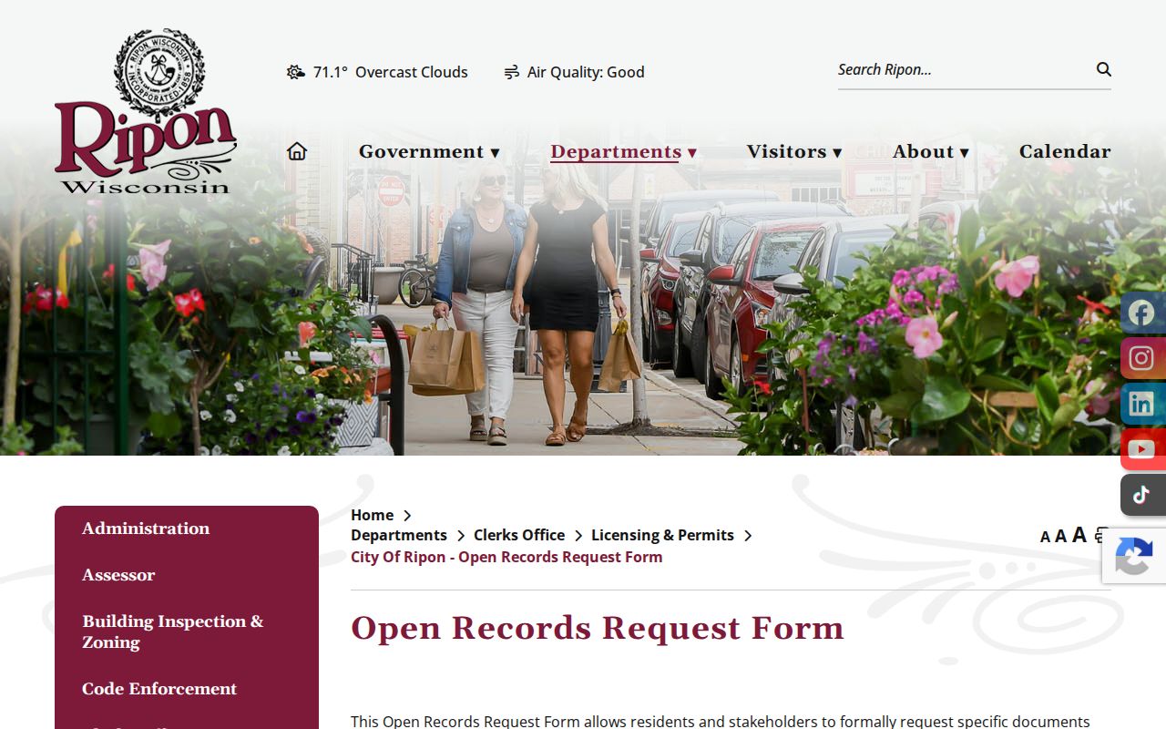 Ripon criminal history public records request form