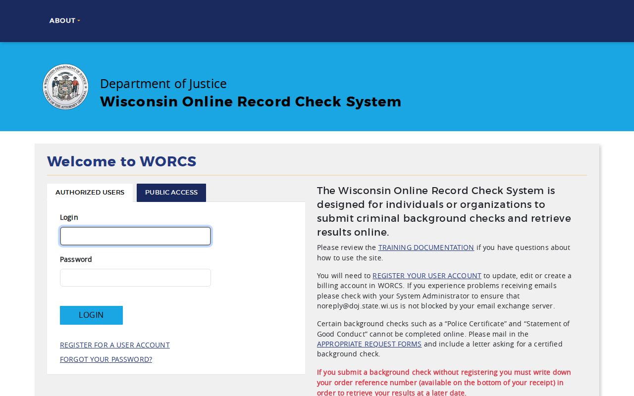 Fond du Lac County criminal history WORCS record search